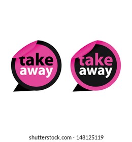 Take away pink stickers and labels. Vector illustration 
