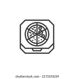 Take Away Pizza Line Icon. Linear Style Sign For Mobile Concept And Web Design. Pizza Box Outline Vector Icon. Symbol, Logo Illustration. Vector Graphics