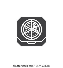 Take away pizza vector icon. filled flat sign for mobile concept and web design. Pizza box glyph icon. Symbol, logo illustration. Vector graphics