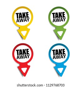 Take away Realistic,Sticker and Tag set-vector illustration