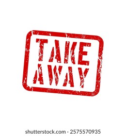  Take away - red rubber stamp with grunge effect - vector illustration