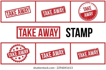 Take Away Rubber Stamp Set Vector