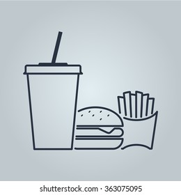 take away set, cola with burger and fries icon