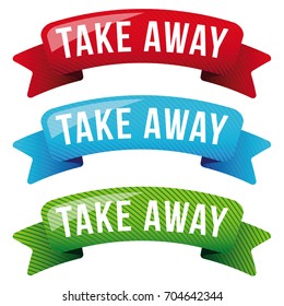 Take Away sign vector ribbon