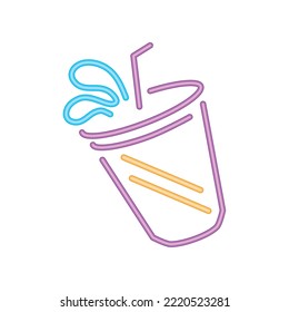 take away soda neon food icon isolated