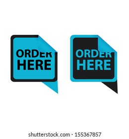 Take away sticker, label, sign, icon and symbol blue color set. Vector 
