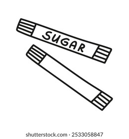 Take away sugar sachet for bar menu. Hand drawn doodle illustration.