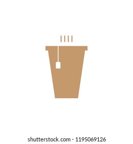 Take away tea cup in flat icon design : Vector illustration 