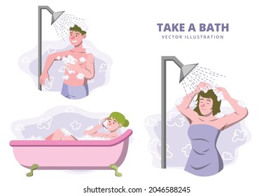 Take a bath - Activity Vector Illustration
