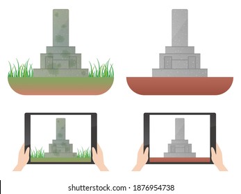 Take a before-after photo with the grave cleaning service