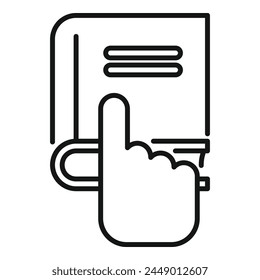 Take book of learning icon outline vector. Reduce information. Busy worker support