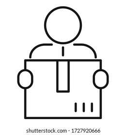 Take box relocation icon. Outline take box relocation vector icon for web design isolated on white background