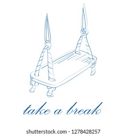 Take a break concept. Sketch vector illustration of swings isolated on white background