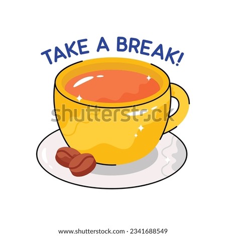 Take a break doodle vector filled outline Sticker. EPS 10 file