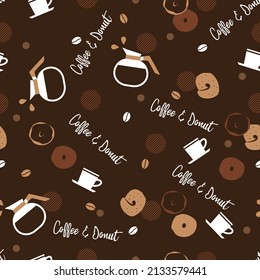 Take Break Enjoy Coffee and Donuts Vector Graphic Seamless Pattern can be use for background and apparel design