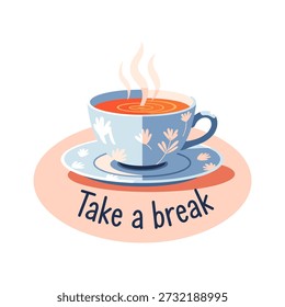 Take a break and enjoy a moment of tranquility with a steaming cup of tea. This vector illustration captures the essence of relaxation and self-care.