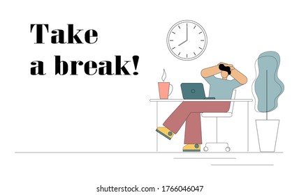 Take Break Flat Man Resting Work Stock Vector (Royalty Free) 1766046047 ...