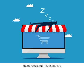 Take a break from work. Businessman lying on business screen