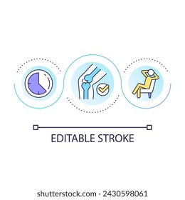 Take breaks loop concept icon. Reduce injuries in workplace. Sports trauma prevention tip abstract idea thin line illustration. Isolated outline drawing. Editable stroke. Arial font used