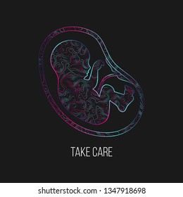 Take care abstract vector illustration. Baby in the womb.