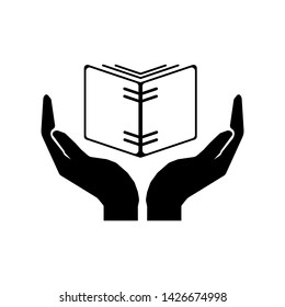 Take care of the book. Hands and open book sign