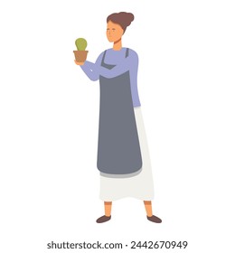 Take care of cactus pot icon cartoon vector. Home work. Nature activity care