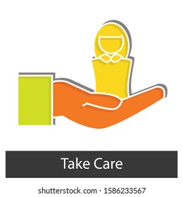 Take care concept. Creative idea design. Flat vector illustration for template, web page, brochure or presentation.
