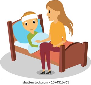 Take care of elder parents vector illustration