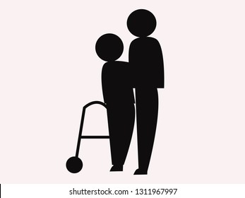 take care elder symbol on gray background 