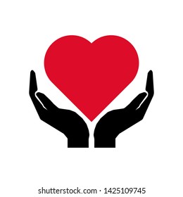 Take Care Heart Sign Hands Hugging Stock Vector (Royalty Free ...