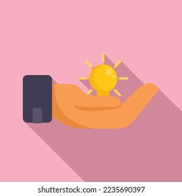 Take care of idea icon flat vector. Solution light. Startup success