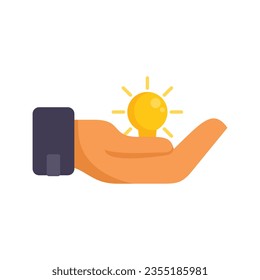Take care of idea icon flat vector. Solution light. Startup success isolated
