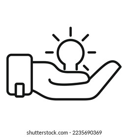 Take care of idea icon outline vector. Solution light. Startup success