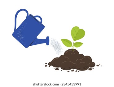 Take care of love. A watering can pours water on a flower in the shape of a heart. Earth day