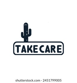 take care motivation sticker tshirt vector illustration template design