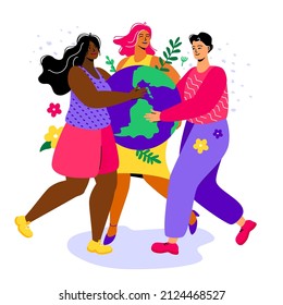 Take care of the planet - colorful flat design style illustration
