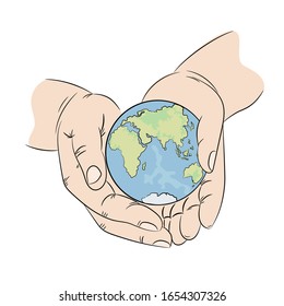 TAKE CARE PLANET Earth Ecology Problem Vector Illustration Set