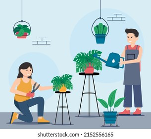 Take Care Plants flat design