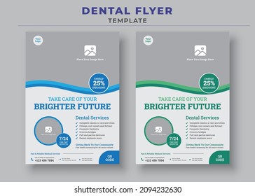 Take Care Of Your Brighter Future, Dental Care Flyers Template, Dental Care Clinic, Medical Care Health Flyer