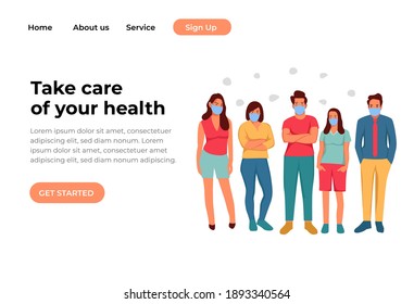 Take care of your health illustration for website and mobile website. Landing page template. Easy to edit and customize. Vector illustration