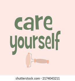 take care of yourself. postcard poster with care for your body.
