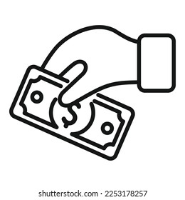 Take cash charity icon outline vector. Donate help. Volunteer giving