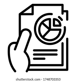 Nehmen Sie das Diagramm-Berichtssymbol. Umrissbericht mit Schaltplan Vektorsymbol für Webdesign einzeln auf weißem Hintergrund