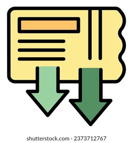 Take cinema ticket icon outline vector. Movie show. Show event color flat