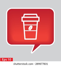 Take a Coffee sign icon. with coffee beans logo. red glossy button.