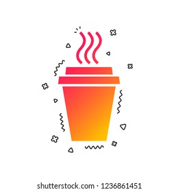 Take a Coffee sign icon. Hot Coffee cup. Colorful geometric shapes. Gradient drink icon design.  Vector