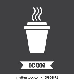 Take a Coffee sign icon. Hot Coffee cup. Graphic design element. Flat take coffee symbol on dark background. Vector