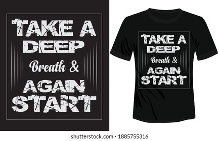 respira hondo y vuelve a empezar motivación cita tipografía diseño de camisetas en formato vectorial