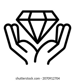 Take diamond prize icon. Outline take diamond prize vector icon for web design isolated on white background