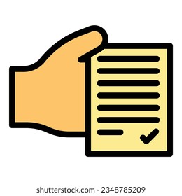 Take election paper icon outline vector. Vote online. Mobile poll color flat